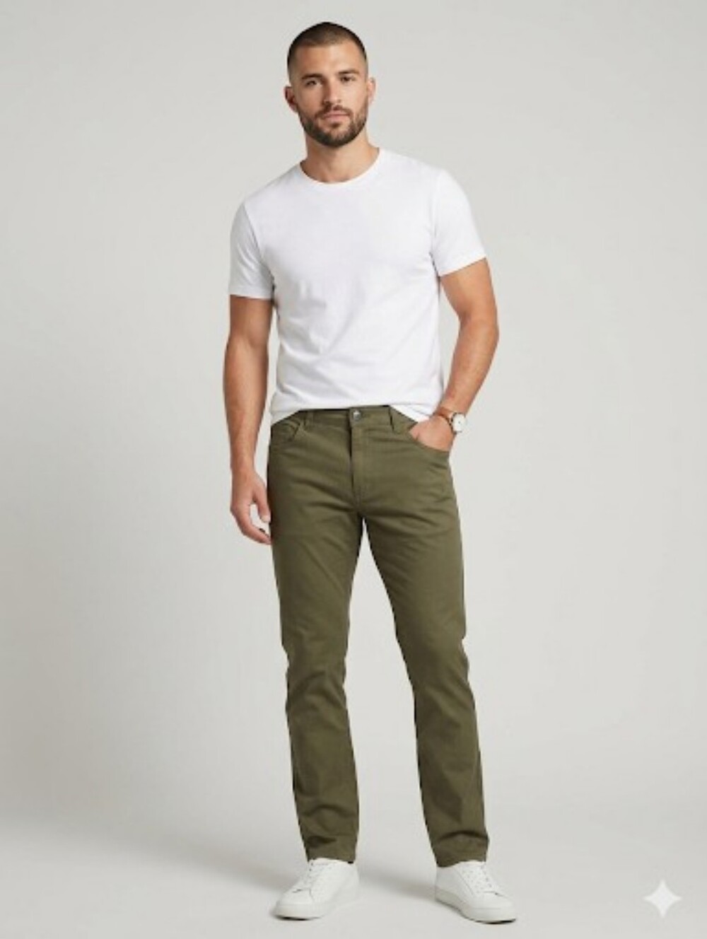 Men's Olive Green Stretch Golf Chinos